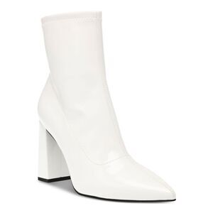 WILD PAIR Womens White Padded Iloise Pointed Toe Block Heel Zip-Up Booties 9 M